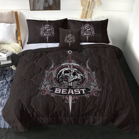Image of Skull Knife Beast Metal Logo Black Theme SWBD4540 Comforter Set
