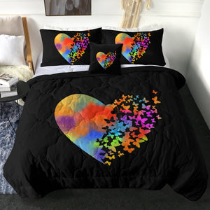 Colorful Faded Butterfly Heart Shape SWBD4543 Comforter Set