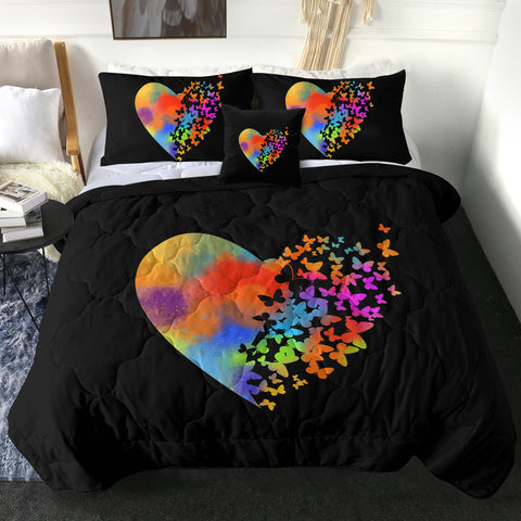 Image of Colorful Faded Butterfly Heart Shape SWBD4543 Comforter Set