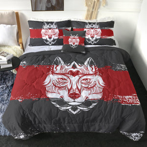 Vintage Wolf Grey & Red Brush SWBD4582 Comforter Set