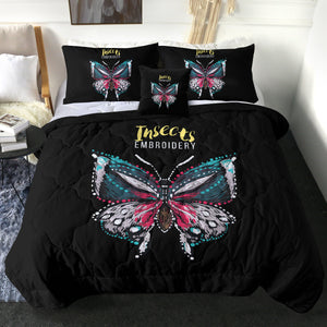 Colorful Butterfly Embroidery Effect SWBD4583 Comforter Set