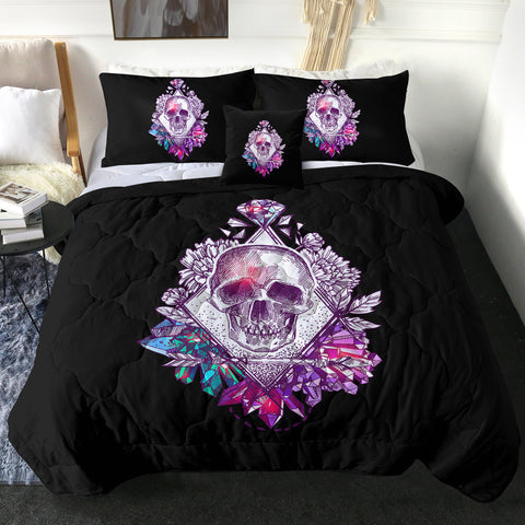Image of Vintage Skull Purple Diamon Sketch SWBD4584 Comforter Set