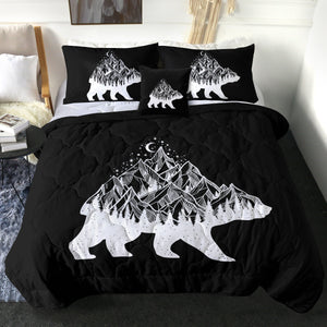 B&W Night Mountain On The Bear Sketch SWBD4600 Comforter Set