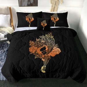 Gradient Yellow & Orange Lady In The Flowers SWBD4602 Comforter Set