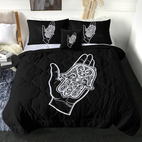 Image of B&W Tattoo Hand Illustration SWBD4606 Comforter Set