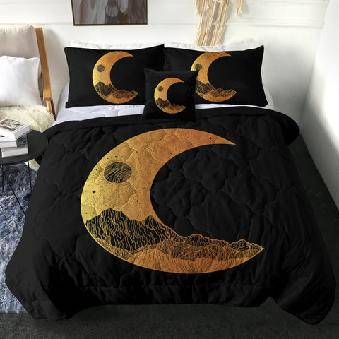 Image of Golden Half Moon Landscape Illustration SWBD4637 Comforter Set