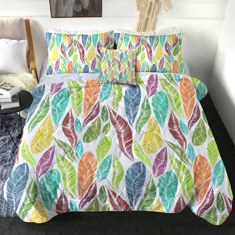 Image of Multi Colorful Feather SWBD4640 Comforter Set