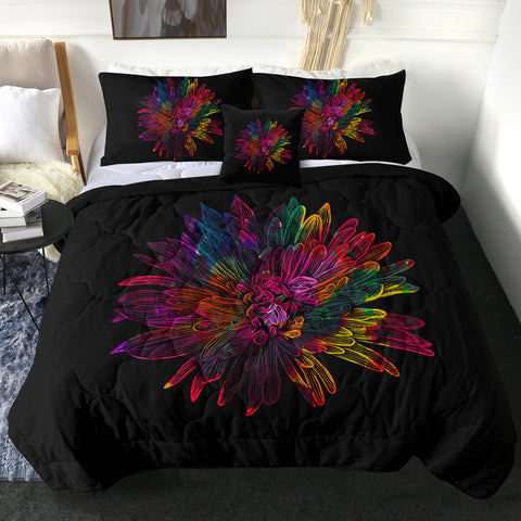 Image of Big Colorful Flower Black Theme SWBD4641 Comforter Set
