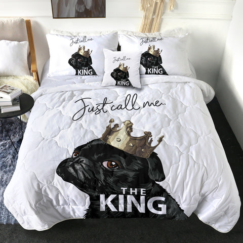 Image of Just Call Me The King - Black Pug Crown SWBD4645 Comforter Set