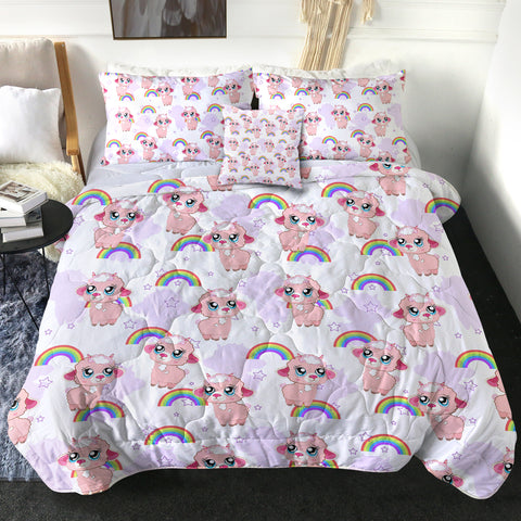Image of Cute Alapaca Rainbow Monogram SWBD4647 Comforter Set