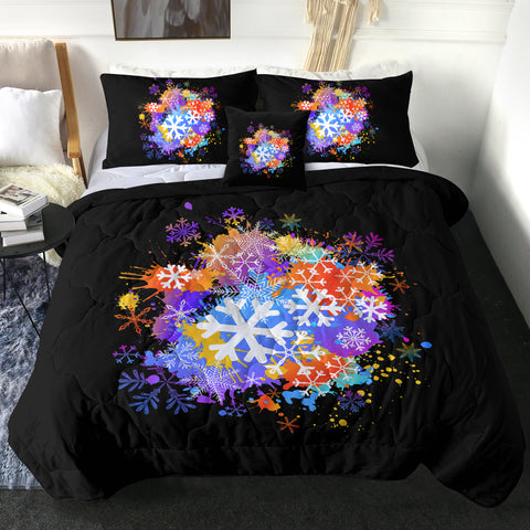 Image of Multi Color White Snowflake SWBD4661 Comforter Set