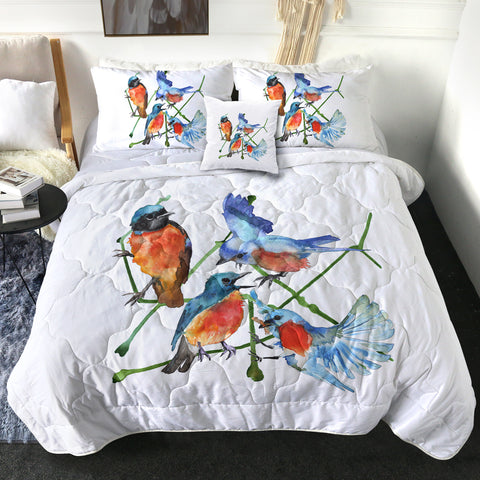 Image of Multi Watercolor Blue Sunbirds SWBD4730 Comforter Set