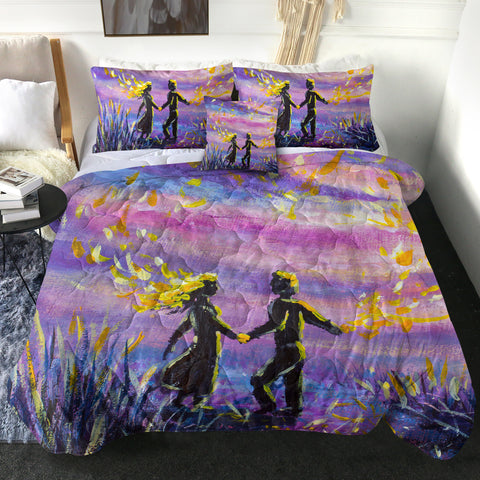 Image of Watercolor Beautiful Love Scene Purple Theme SWBD4736 Comforter Set