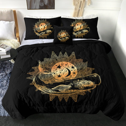 Image of Old School Golden Mandala Big Whale SWBD4742 Comforter Set