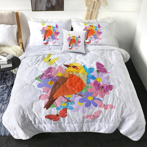 Image of Pastel Geometric Sunbird & Butterflies SWBD4744 Comforter Set