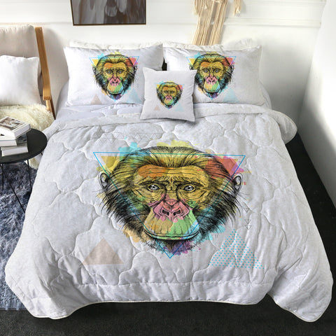 Image of Colorful Watercolor Triangle Monkey SWBD4751 Comforter Set