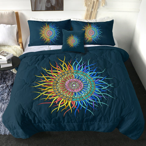 Image of 2-Tone Sun Mandala Orange & Blue SWBD4753 Comforter Set