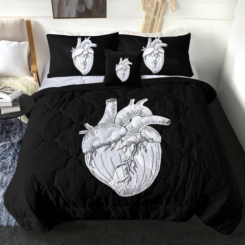 Image of B&W Heart Sketch SWBD4756 Comforter Set