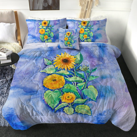 Image of Chrysanthemum Blue Cloud Theme SWBD5147 Comforter Set