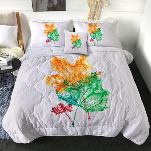 Image of Colorful Maple Leaves White Theme SWBD5148 Comforter Set