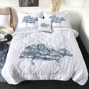 Turtle Pencil Sketch Grey Line SWBD5149 Comforter Set