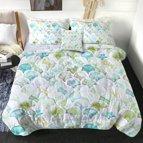 Image of Green Blue Pastel Japanese Seamless Art SWBD5157 Comforter Set