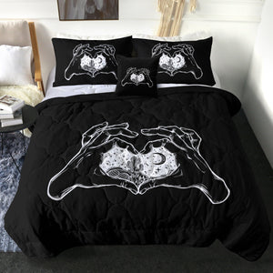 B&W Heart Hands Night Cactus Sketch SWBD5161 Comforter Set