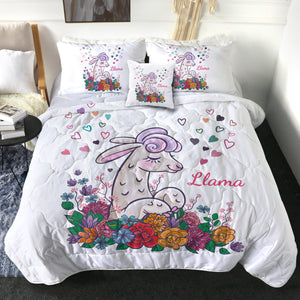 Cute Llama In Colorful Flower Garden SWBD5163 Comforter Set