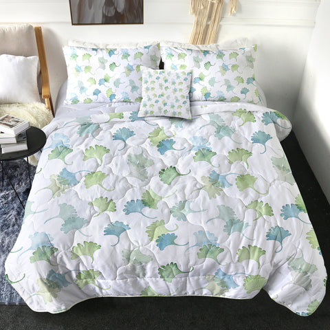 Image of Shade of Green Pastel Palm Leaves SWBD5165 Comforter Set