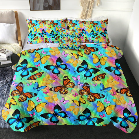 Image of Multi Colorful Butterflies Gradient Pastel Theme SWBD5166 Comforter Set