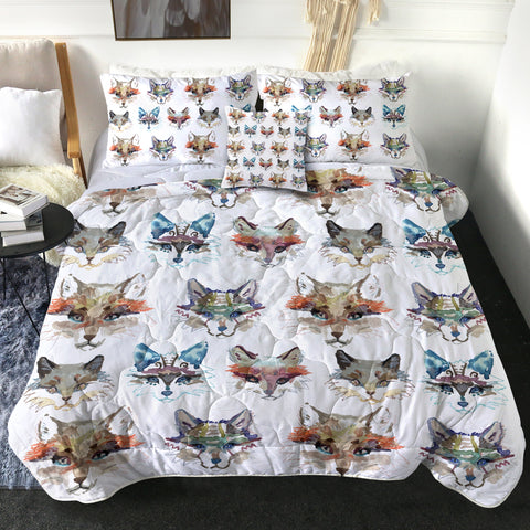 Image of Multi Colorful Fox Watercolor SWBD5167 Comforter Set