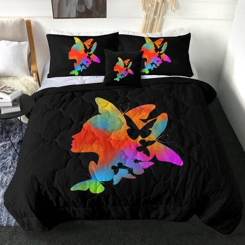 Image of Gradient Colorful Butterflies Lady Face SWBD5168 Comforter Set