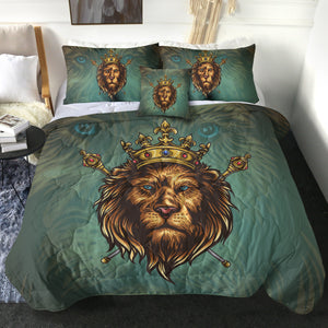 Golden King Crown Lion Green Theme SWBD5172 Comforter Set