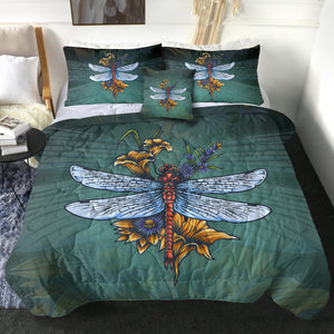 Old School Color Floral Dragonfly SWBD5174 Comforter Set