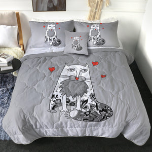 Love Old Cat Grey Theme SWBD5177 Comforter Set