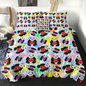 Multi Love Panda Gradient Theme SWBD5180 Comforter Set
