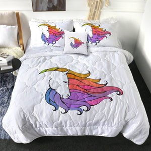 Colorful Unicorn Hair White Theme SWBD5184 Comforter Set