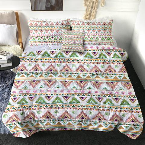 Image of Shade of Pink & Green Aztec SWBD5189 Comforter Set