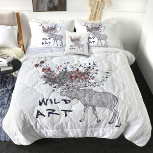 Floral Deer Sketch Wild Art SWBD5192 Comforter Set