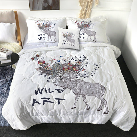 Image of Floral Deer Sketch Wild Art SWBD5192 Comforter Set