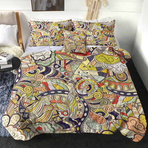 Image of Shade of Yellow Mandala Art Shape SWBD5194 Comforter Set