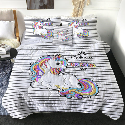 Image of Cute Colorful Unicorn Stripes SWBD5199 Comforter Set