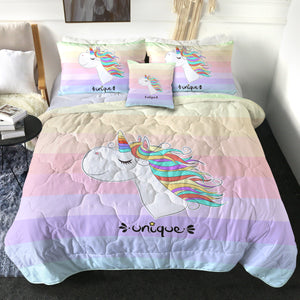 Happy Colorful Unicorn Pastel Stripes SWBD5201 Comforter Set