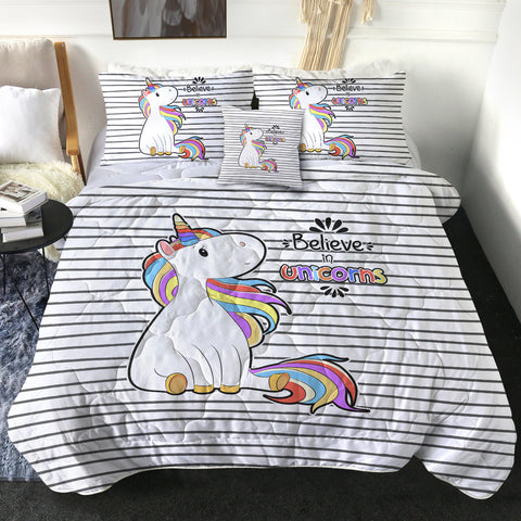 Image of Little Colorful Unicorn Stripes SWBD5202 Comforter Set