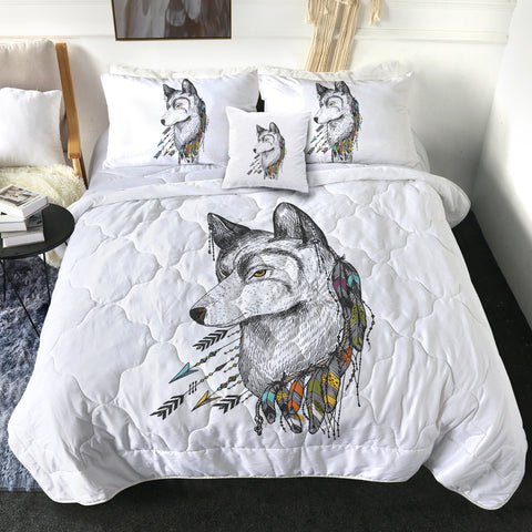 Image of Dreamcatcher Wolf White Theme SWBD5240 Comforter Set