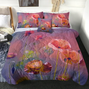 Watercolor Flowers Peach Pink Theme SWBD5241 Comforter Set