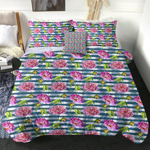 Flower Stripe Bluetint Theme SWBD5245 Comforter Set