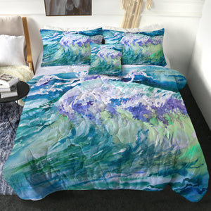Watercolor Blue Waves Japanese Art SWBD5246 Comforter Set