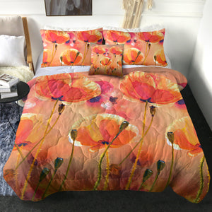 Watercolor Orange Flowers SWBD5249 Comforter Set