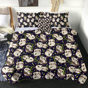 Multi Cute Panda Eating SWBD5260 Comforter Set
